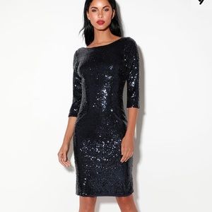 NWT Lulu’s midi sequin navy blue dress size L.